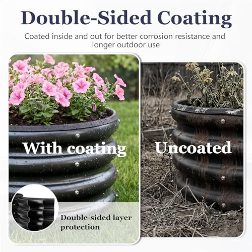 Round Raised Garden Bed, 3 Pack, 2 x 2 x 1 Ft, Black - color: Jett Black