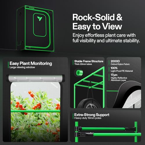 VIVOSUN 2x4 Smart PRO Grow Tent Kit with 2-in-1 Tunable 200W Spectrum LED - size: Plus 48"x24"x72"