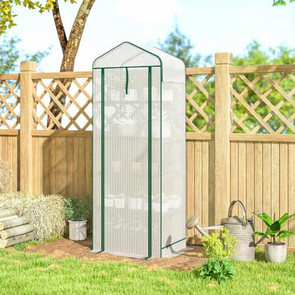 Outsunny 5 Tier Mini Greenhouse w/ Screen Roof 27.6" x 19.7" x 75.6" White - color: White, size: 5 Tier