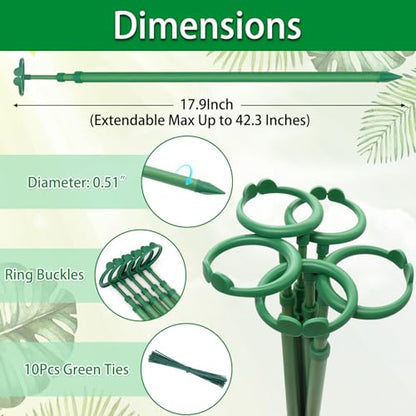 Extendable Plant Stakes,Length Scalable From17.9to42.3IN Plant SupportStake - size: 42.3Inches 3Pack