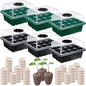 SiliFine 6 Pack Seed Starter Tray with 72 Pcs Peat Pellets, Seeding Starter Kit (72 Cells Total Tray) with Humidity Dome, Soil Plant Germination Tray Kit for Flower Vegetable(Black, Green) - color: Black, Green