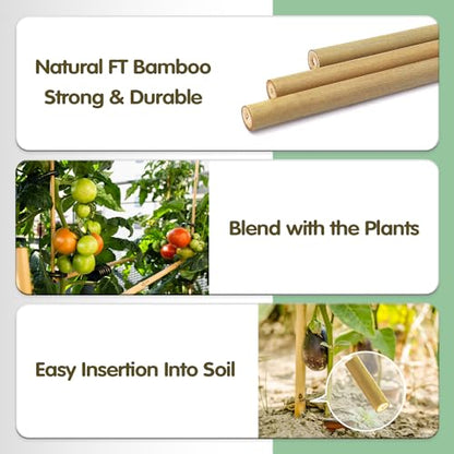 Bamboo Stakes,4.8FT Natural Bamboo Garden Stakes,BOVITRO 20Pcs Plant Stakes - size: 57.6 Inches, Pack of 20