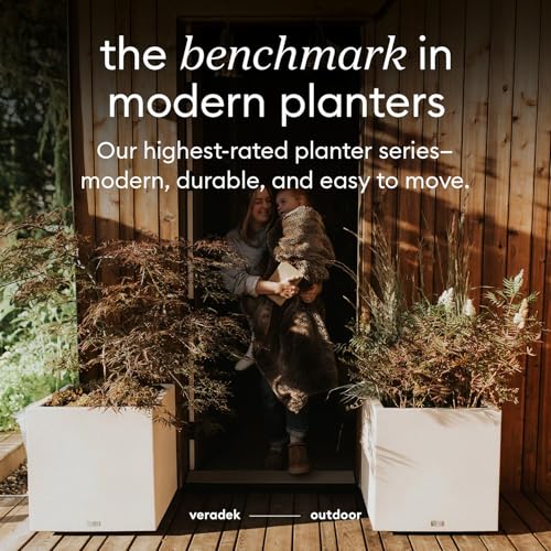 Veradek Block Series Cube Planter - Square Outdoor Planter - color: White, size: Small - 2 Pack