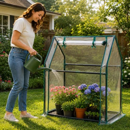 Mini Greenhouse with Waterproof Pad, 36"×18"×33" Tabletop Small Greenhouse for Indoor Outdoor Seed Starting, Portable Plant Cover Tent for Seedlings, Germination, Plant Protection - size: 36" x 18" x 33"