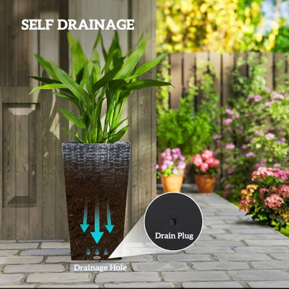 Outsunny 24 in Taper Tall Planters for Outdoor Plants Set of 3, Gray - color: Gray