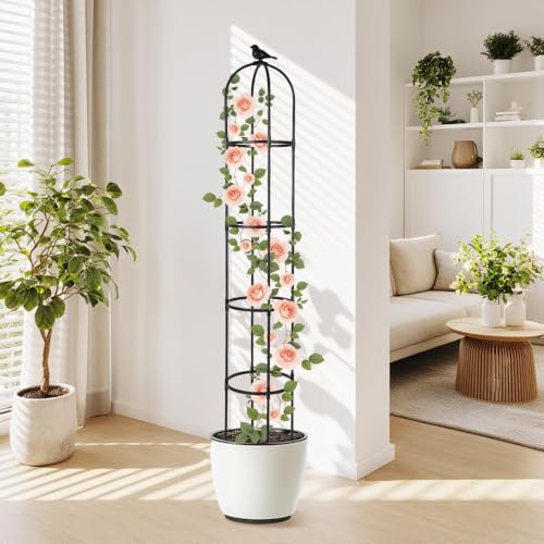 Garden Obelisk Trellis for Climbing Plants,6.3 ft, Black, 2PCS