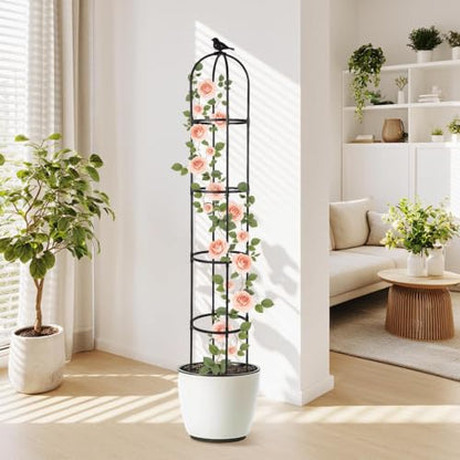 Garden Obelisk Trellis for Climbing Plants,6.3 ft, Black, 2PCS