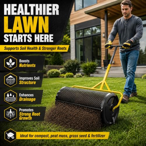 30 Inch Compost Spreader, Peat Moss & Lawn Top Dressing Spreader