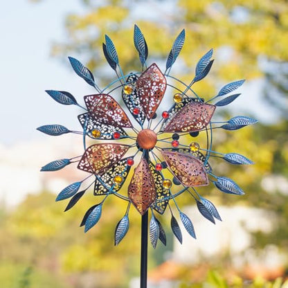 Stargarden Large Wind Spinners Outdoor, 23 Inch Metal Wind Spinner - color: Blue Copper-23"