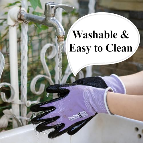 HandLove Gardening Gloves Women,Nitrile-Coated,6 Pairs,Small, Blue&Purple - color: Blue&purple, size: Small(6 Pairs)