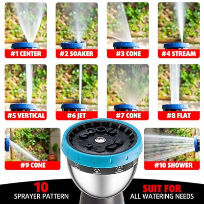 AyayaBoss Garden Hose Nozzle, Durable High Pressure Water Hose Sprayer Nozzle with 10 Patterns for Watering Plants, Washing Cars, Cleaning Patio, Showering Pets (Pack of 2) - size: 4.7 inches x 6.3 inches x 2.6 inches (Pack of 2)