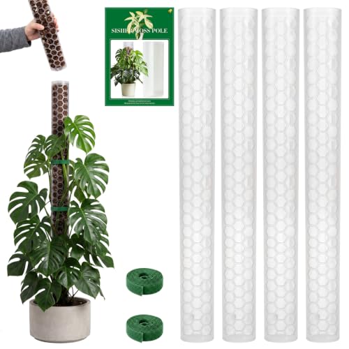 4 Pack 24 Inch Stackable Support,Plastic Moss Pole for Monstera - size: 4 PACK-24Inch