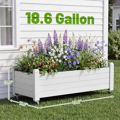 Fancyango Raised Garden Bed with Wheels 13.3" Hx2 -Ashen - color: Ashen, size: 13.3"Hx2