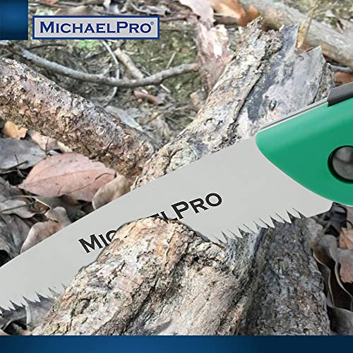 MichaelPro MP018007 Folding Hand Saw, Pruning Saw | 11” Rugged Blade with Non-Slip Grip for Tree Pruning, Camping, Gardening, Hunting. Cutting Wood, PVC