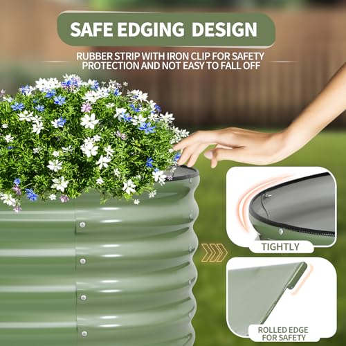 Galvanized Raised Garden Bed Outdoor- 4x2x1.4FT Planter Box, Green - color: Green, size: 4x2x1.4ft