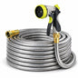 Metal Garden Hose 50 ft – 304 Stainless Steel Water Hose with Nozzle Sprayer, Garden Hoses Flexible, Lightweight, No Kink, Heavy Duty for Outdoor (50 ft) - size: 50 Feet