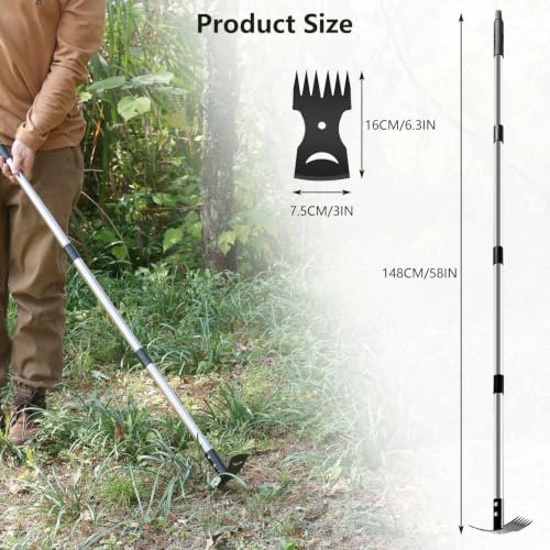 Mitclear Weed Puller Tool with Long Handle(58IN) for Garden Yard