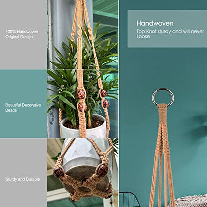RIFNY Macrame Plant Hanger Indoor, Hanging Plant Holder, Brown, 3 PCS - color: Brown, size: 35 Inch 3pcs
