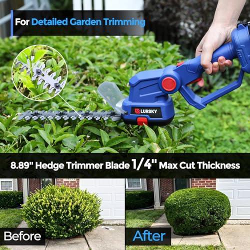Cordless Hedge Trimmer with Battery 2.0Ah, 2-in-1 21V Grass Shears