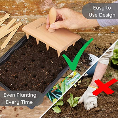 Muldale Multi Seed Dibber Garden Tool - Seedling Spacing Tool with Handle - Plant Dibber Yard - Seed Spacer - Made in England - Dibbler Gardening Accessory - size: Multi Dibber Tray