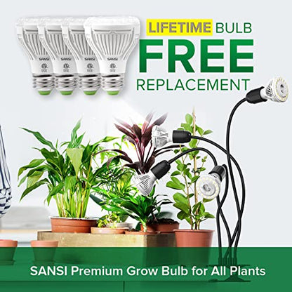 SANSI LED Grow Lights for Indoor Plants, Lifetime Free Bulb Replacement - size: 4 Head 1 Pack