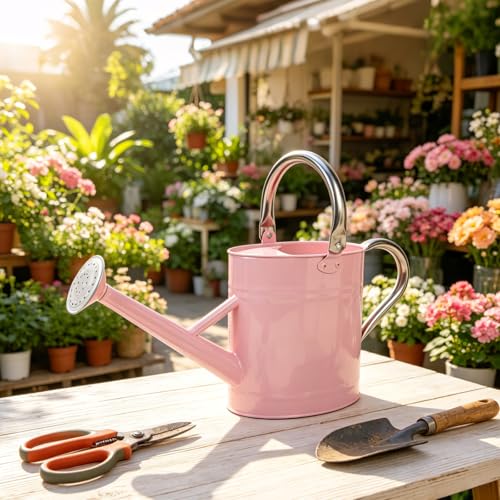 1 Gallon Watering Can for Outdoor&Indoor Plants，Pink - color: Pink