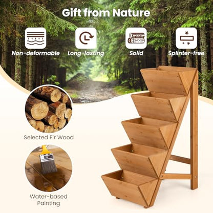 HAPPYGRILL 5-Tier Vertical Raised Garden Bed with Legs - size: 5-Tier