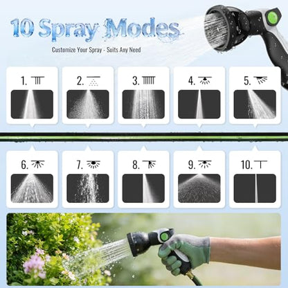 Etoolab Retractable Garden Hose Reel 100ft x 1/2 in with 10 Spray Nozzle - color: Black