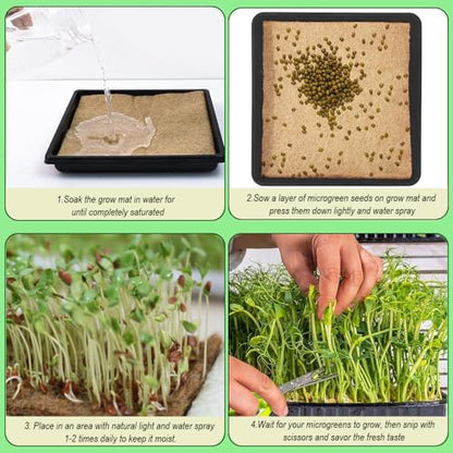 1 Roll 10" x 120" Microgreens Growing Trays Jute Mat Kits, Hydroponic Planting Mat & Seed Germination Pad for Wheatgrass, Bean Sprouts, Hydroponic Seed Growing | Works with Growing Trays - size: 10x120