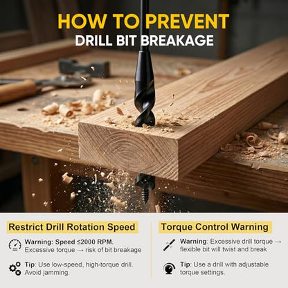 72" Flexible Installer Drill Bit for Pulling Wires in Walls, Ceilings, and Sidewalks, 9/16" Auger with Screw Point & Fish Eye, 3/16" 3-Flat Shank for Wood & Conduits, with Wire Puller & Storage Tube - size: 72in L
