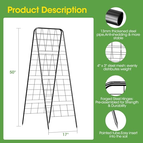 Heavy Duty Cucumber Trellis, 50" x 17" A-Frame Garden Trellis - size: 1 Pcs