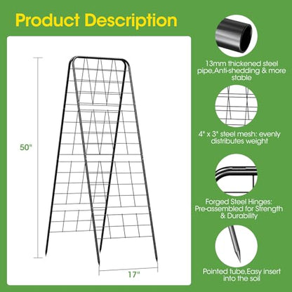 Heavy Duty Cucumber Trellis, 50" x 17" A-Frame Garden Trellis (2 Pcs) - size: 2 Pcs
