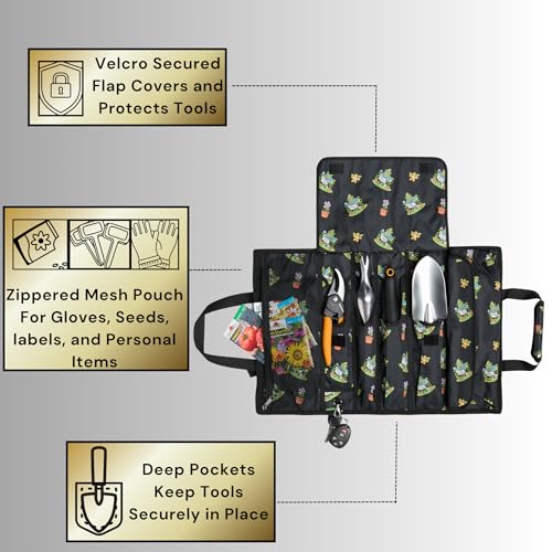 OGRE Roll-Up Garden Tool Bag Only, Heavy-Duty Organizer with 6 Pockets - color: Ogre Print