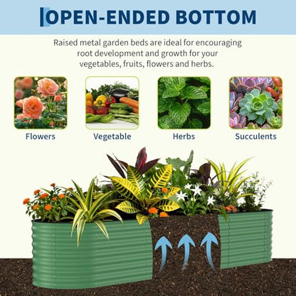 Garvee 2 Pack 8x2x2ft Galvanized Raised Garden Bed, Oval Metal Planter Box - color: Green-oval, size: 8x2x2ft 2pcs