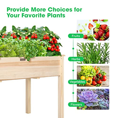 VIVOSUN Elevated Wooden Raised Garden Bed, 48 x 24 x 30 Inches, Outdoor Wood Planter Box w Bed Liner and Gloves for Garden, Patio, Balcony, Backyard and Outdoors, 220-Pound Capacity (Pack of 2) - size: 48 x 24 x 30 In(Elevated Pack of 2)