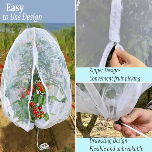 4 Pcs Drawstring Blueberry Netting for Bushes Reusable Garden Netting - size: 4pcs 2.6*3.3FT
