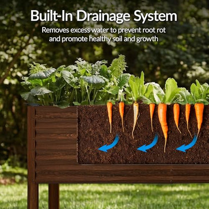 Best Choice Products 72x24x30in Non Toxic Galvanized Raised Garden Bed, Metal Elevated Planter Box, Vegetable Garden, 100% Non Toxic Materials - Dark Brown Wood Grain - color: Dark Brown Wood Grain, size: 72x24x30in