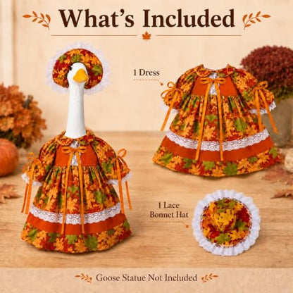 Fall Porch Goose Outfit for 23 Inch Goose Statue - color: Fall Maple Leaf