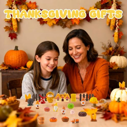 Exasinine 46 Pcs Thanksgiving Mini Resin Figurines Fall Farm Set