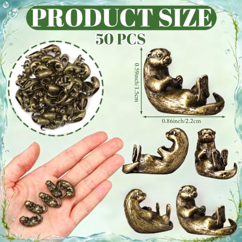 Civaner 50 Pcs Mini Brass Otter, Small Otter Statues, Mini Metal Animals - style: Otter