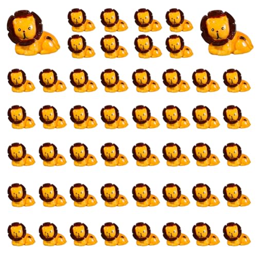 50PCS Mini Safari Jungle Animals Figurines Resin Lion Wild Animal Miniature Figurines Fairy Garden Accessories for Moss Landscape DIY Terrarium Home Decor (Lion) - color: Lion