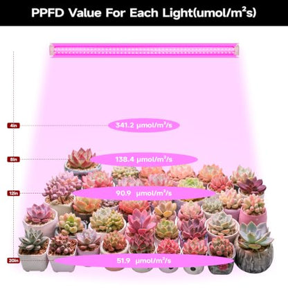 Grow Light for Plant, T8, 4FT, 336W, Full Spectrum, 8 Pack, Linkable - color: Pink, size: 4FT-8 Pack