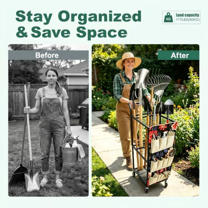 ANBOO Garden Tool Organizer Stand, Garage Tool Storage Organization - color: Black