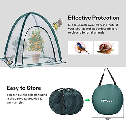 VIVOSUN Garden Netting Cover, 36 x 36 x 39 Inch Pop-up Guard Cover with Zip Entry for Plants, Vegetables, Fruits, Outdoor Run and Enclosure for Small Animals, 2-Pack, Green - size: 36x36x39 inch