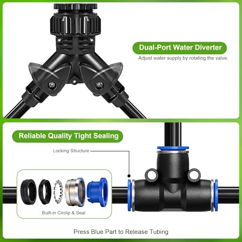 Thiswing 200FT 360° Adjustable Irrigation System with Stake Holders - size: 200FT