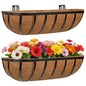 24 Inch Railing Planter Boxes with Coco Liner for Hanging Outdoor Plants - size: 2 Pack, style: Arc
