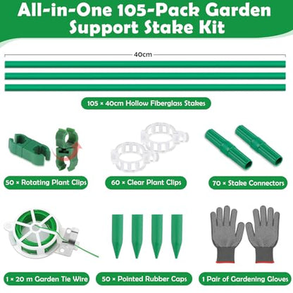 337 PCS Garden Stakes, Fiberglass Tomato Stakes, Garden Sticks - size: 105 Packs