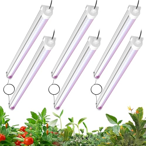JESLED Waterproof T8 Grow Lights, 2FT Full Spectrum Pinkish White, 6Packs - size: 2FT×6P
