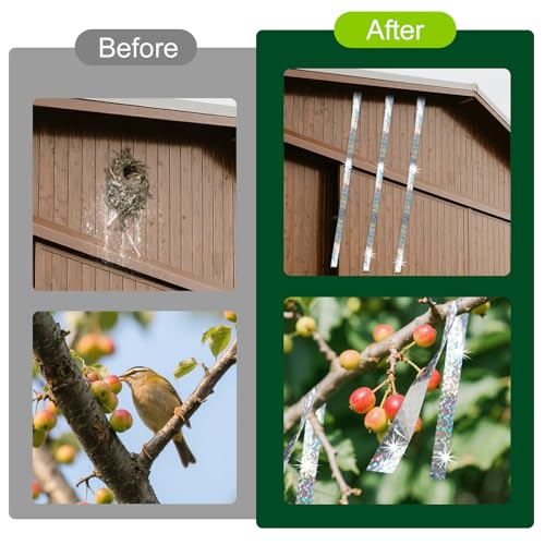 4 Pack Bird Reflective Scare Tapes, 1048ft Dual-Sided Pigeon Scare Tapes