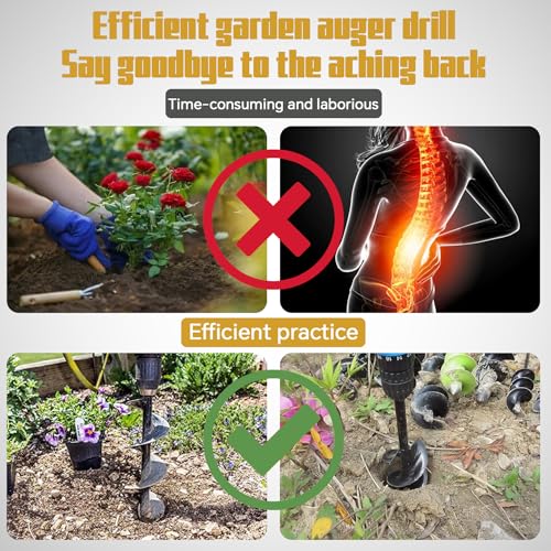 10 Inch Auger Bit Pneumatic Column Fence Digger Soil Drill Bit 10 Inch Ball Bed Digging Pile Hole Planting Tool for Inside Diameter 3/4 Inch Shaft - size: 10 Inch